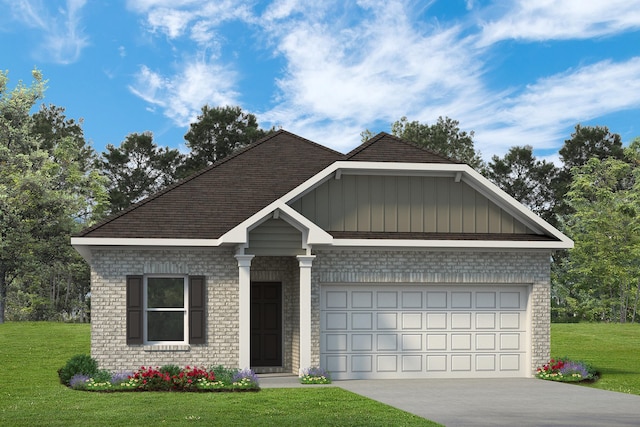 813 Apple Blossom Dr, La Marque, TX 77568 - craftsman inspired home with driveway, an attached garage, brick siding, and a front yard
