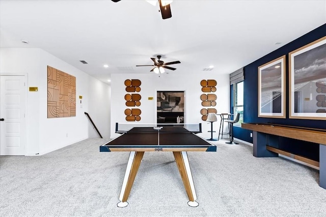 8251 Red Shiner Way, Fulshear, TX 77441 - rec room featuring baseboards, carpet flooring, and ceiling fan