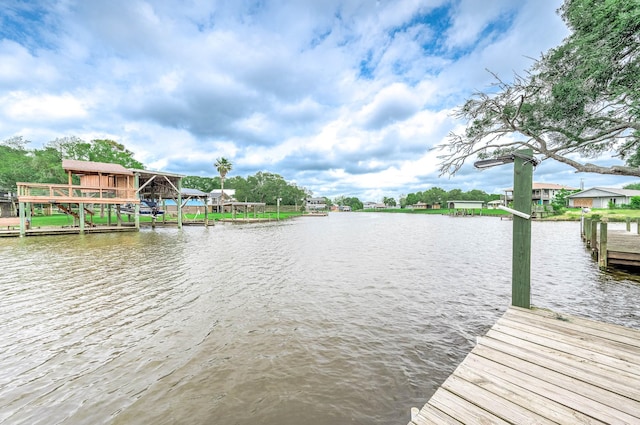 dock area featuring a water view