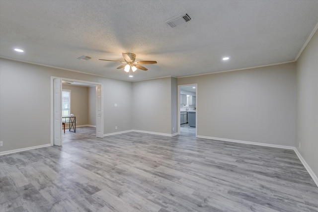 150 County Road 146, Alvin, TX 77511 - spare room featuring wood finished floors, crown molding, visible vents, ceiling fan, and recessed lighting