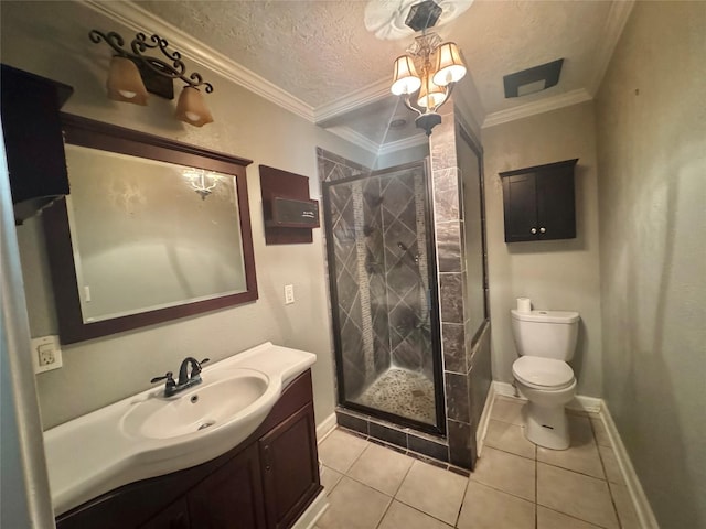 805 Dugas St, Bridge City, TX 77611 - full bath with a shower stall, tile patterned floors, vanity, and toilet