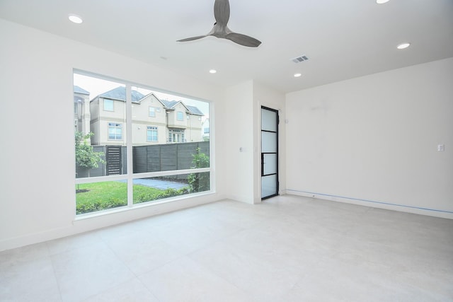 4709 Gibson St, Houston, TX 77007 - spare room with recessed lighting, ceiling fan, and baseboards