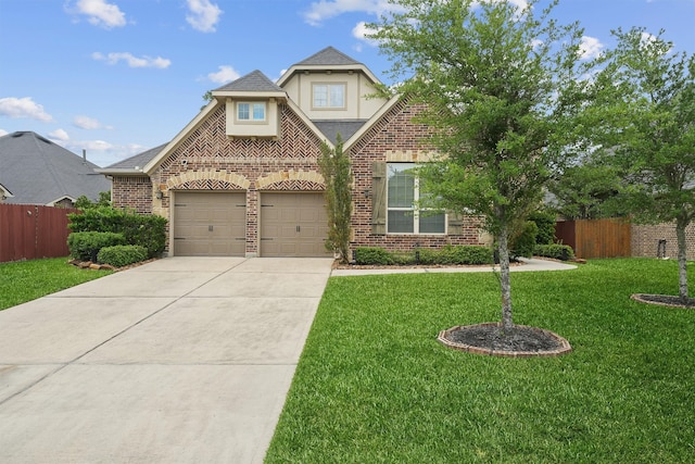3743 Pinebrook Hollow Ln, Spring, TX 77386 - view of front of property with concrete driveway, stucco siding, brick siding, and fence