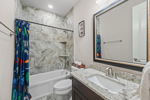 3743 Pinebrook Hollow Ln, Spring, TX 77386 - full bath featuring vanity, toilet, and shower / bathtub combination with curtain