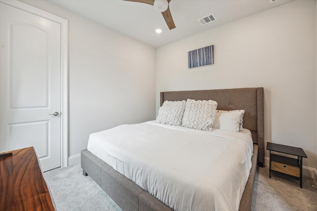3606 Lannister Ln, Houston, TX 77055 - carpeted bedroom with recessed lighting and ceiling fan
