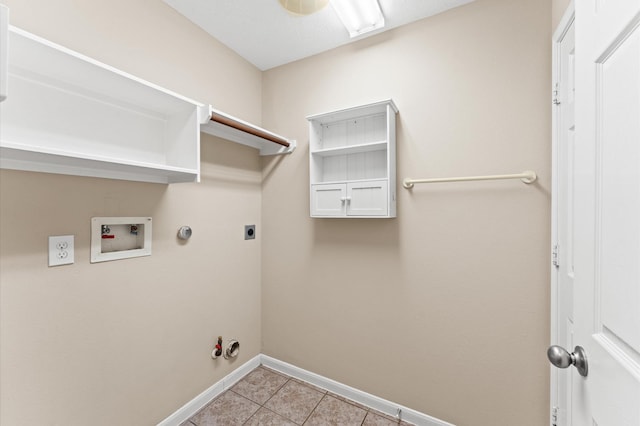 washroom featuring laundry area, hookup for an electric dryer, hookup for a washing machine, hookup for a gas dryer, and baseboards