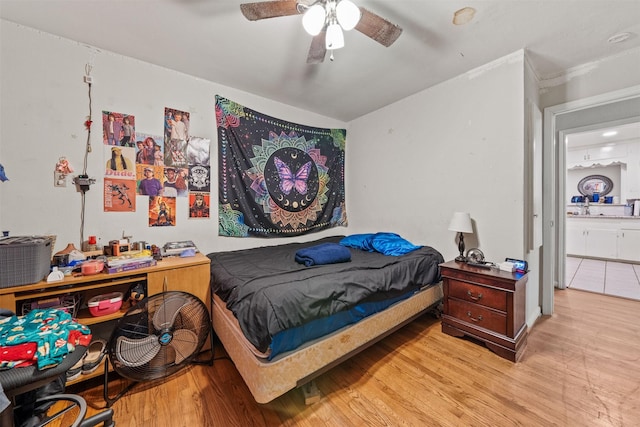 2310 Pecos St, La Marque, TX 77568 - bedroom featuring light wood-style floors and ceiling fan