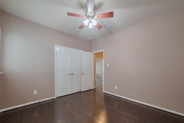 3603 Canvasback Ln, Houston, TX 77047 - unfurnished bedroom featuring baseboards, wood finished floors, a closet, and ceiling fan