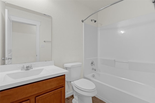 full bath featuring toilet, shower / bathing tub combination, and vanity