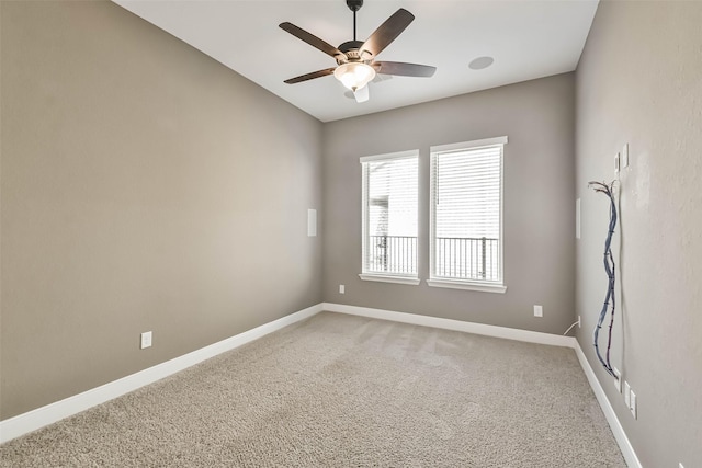 11131 Heartleaf Aster Way, Cypress, TX 77433 - unfurnished room featuring a ceiling fan, baseboards, and light colored carpet