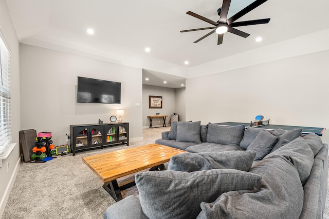 8577 Majestic Lake Ct, Montgomery, TX 77316 - carpeted living area featuring ceiling fan, recessed lighting, and baseboards