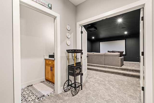 8577 Majestic Lake Ct, Montgomery, TX 77316 - carpeted home theater room with baseboards