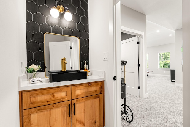 8577 Majestic Lake Ct, Montgomery, TX 77316 - bathroom featuring vanity, baseboards, and recessed lighting