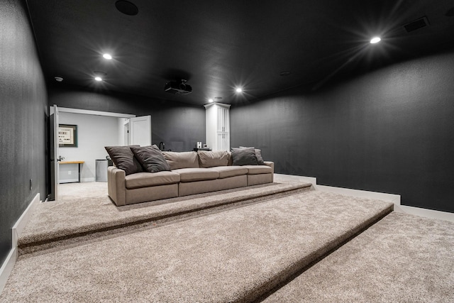8577 Majestic Lake Ct, Montgomery, TX 77316 - home theater room featuring carpet flooring, recessed lighting, and baseboards