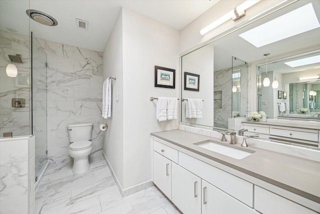 167 Litchfield Ln, Houston, TX 77024 - full bath featuring visible vents, marble finish floor, and a marble finish shower