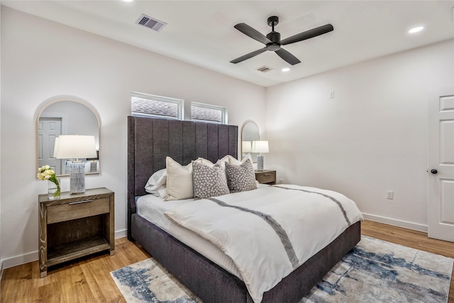 4104 Engelke St, Houston, TX 77003 - bedroom featuring baseboards, recessed lighting, light wood-style floors, and visible vents