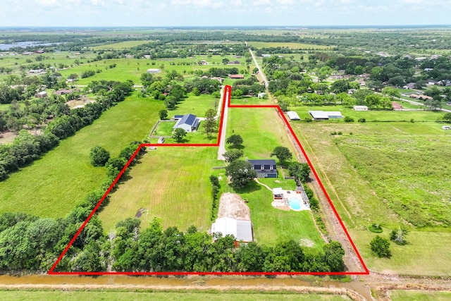 drone / aerial view with a rural view