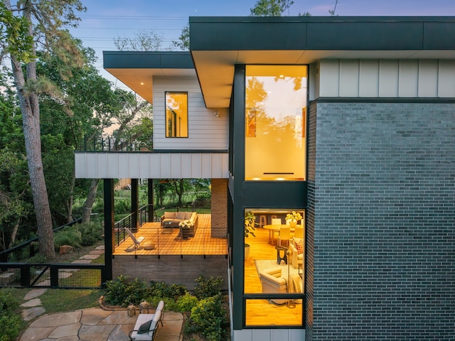 1900 W 14th St, Houston, TX 77008 - exterior space with brick siding, fence, and an outdoor living space