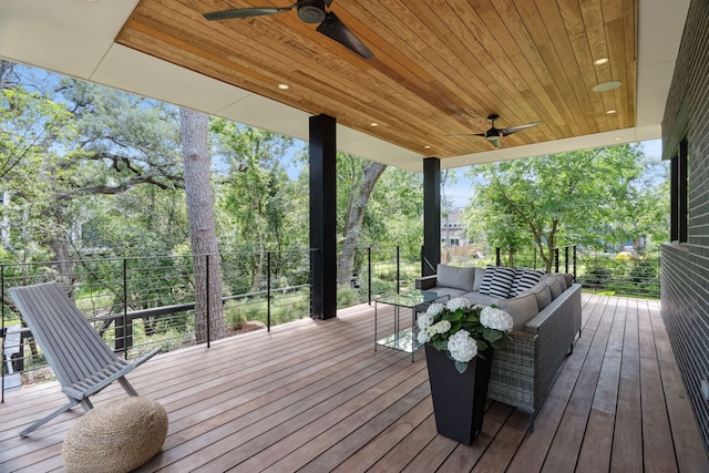 1900 W 14th St, Houston, TX 77008 - wooden deck featuring an outdoor hangout area and ceiling fan