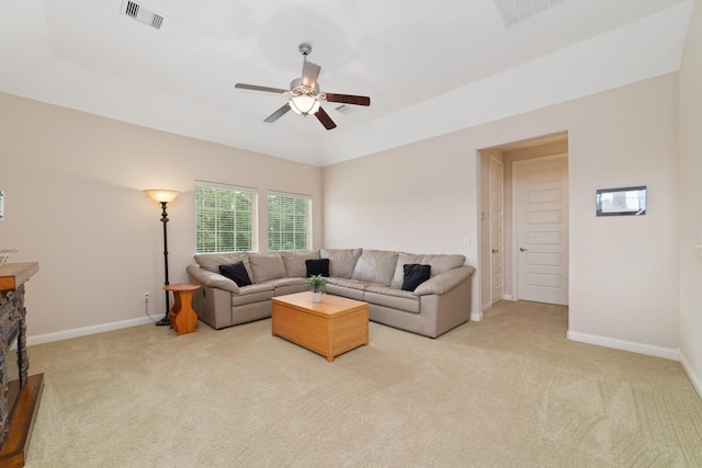 17803 Netherby Ln, Richmond, TX 77407 - carpeted living room with ceiling fan and baseboards