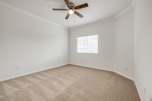 2827 Briarhurst Park, Houston, TX 77057 - empty room featuring light colored carpet, ornamental molding, baseboards, and a ceiling fan