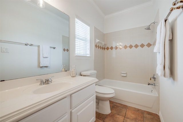 2827 Briarhurst Park, Houston, TX 77057 - bathroom featuring crown molding, toilet, shower / bathing tub combination, and vanity