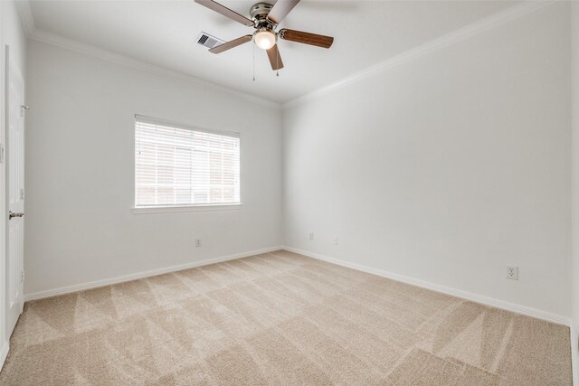 2827 Briarhurst Park, Houston, TX 77057 - unfurnished room featuring baseboards, ceiling fan, light carpet, and crown molding