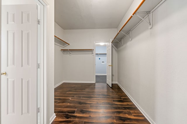 spacious closet featuring dark wood-style floors