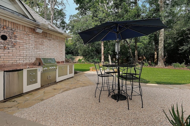 view of patio / terrace with a grill and an outdoor kitchen