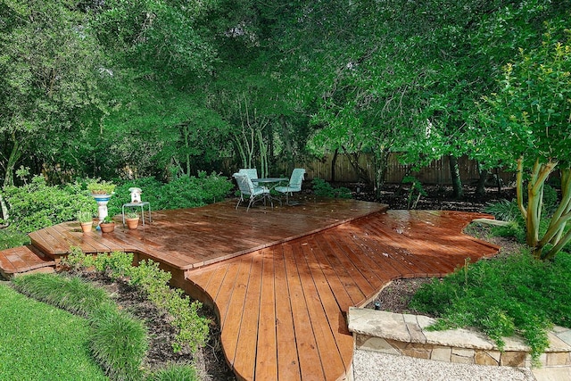 wooden deck featuring fence