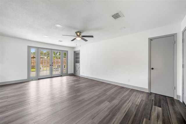 702 Pennington St, Houston, TX 77022 - spare room with a ceiling fan, french doors, recessed lighting, visible vents, and wood finished floors
