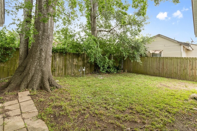 view of yard featuring a fenced backyard