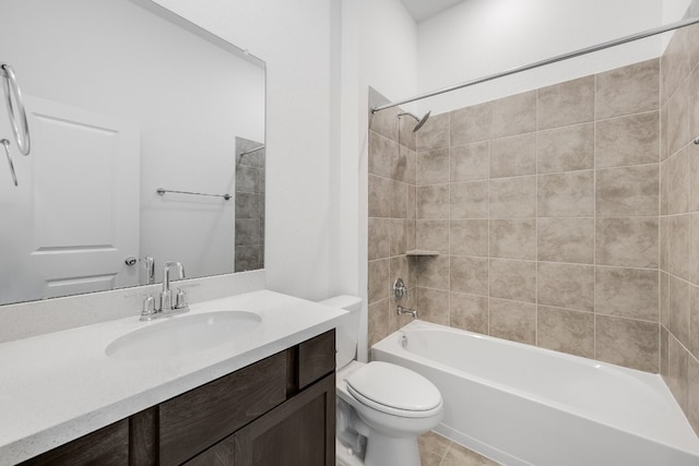 21818 Wycombe Terrace Way, Cypress, TX 77433 - bathroom featuring toilet, vanity, bathing tub / shower combination, and tile patterned flooring