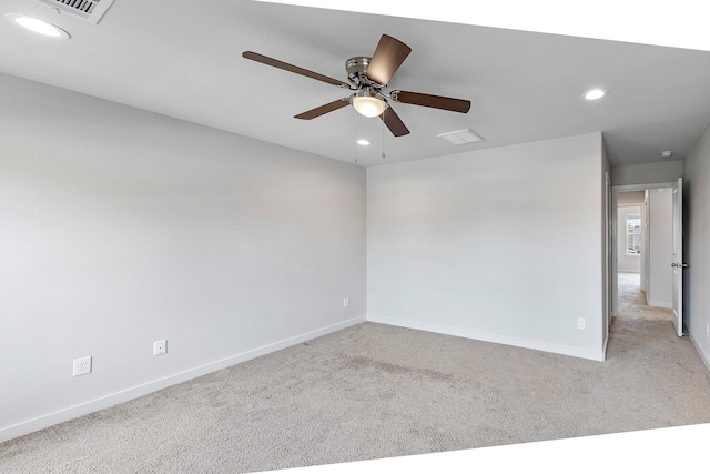 15010 Eagle Feather Ct, Houston, TX 77090 - carpeted spare room with baseboards, a ceiling fan, visible vents, and recessed lighting
