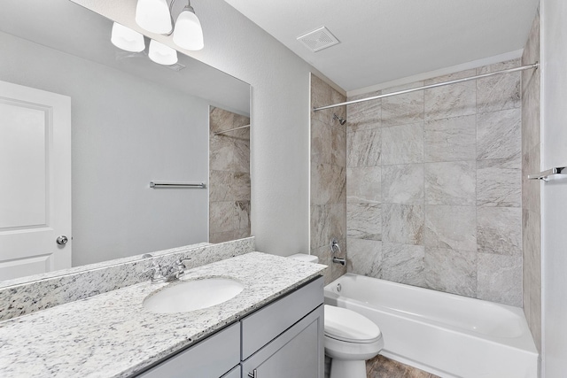 15010 Eagle Feather Ct, Houston, TX 77090 - full bath with toilet, vanity, visible vents, and shower / tub combination