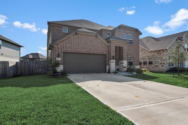 17828 Hanson Ridge Dr, Conroe, TX 77316 - view of front facade featuring an attached garage, brick siding, driveway, and roof with shingles