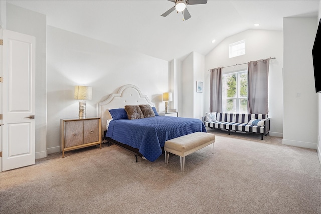 3419 Campestres, Spring Branch, TX 78070 - bedroom with carpet, baseboards, and high vaulted ceiling