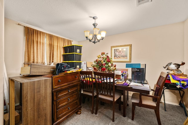 7210 Avocet Ln, Houston, TX 77040 - dining space featuring a chandelier, carpet floors, and visible vents