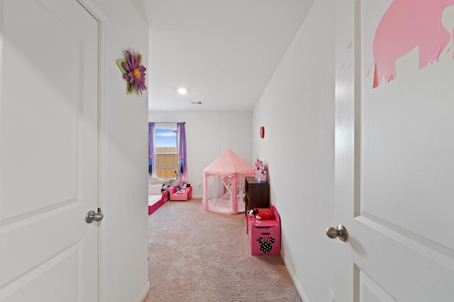 game room with carpet flooring