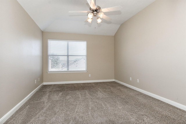 24006 Lestergate Dr, Spring, TX 77373 - carpeted empty room featuring lofted ceiling, baseboards, and ceiling fan