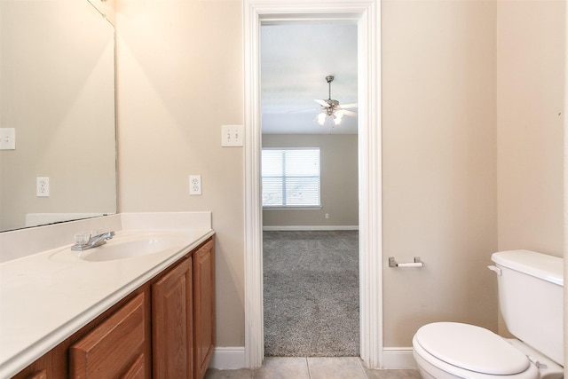 24006 Lestergate Dr, Spring, TX 77373 - half bath with a ceiling fan, toilet, baseboards, and vanity