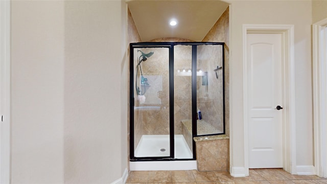 18818 Bene Vista Dr, Houston, TX 77084 - full bath featuring baseboards and a shower stall
