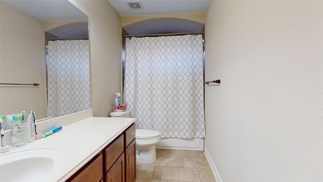 18818 Bene Vista Dr, Houston, TX 77084 - full bath featuring toilet, baseboards, visible vents, tile patterned floors, and vanity
