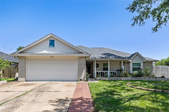 10302 Lybert Rd, Houston, TX 77041 - ranch-style home featuring covered porch, fence, and brick siding