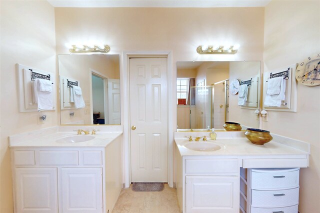 12934 Bristol Berry Dr, Cypress, TX 77429 - bathroom with a stall shower and two vanities