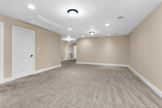 1650 Winding Canyon Ct, Katy, TX 77493 - carpeted empty room with baseboards, recessed lighting, visible vents, and attic access