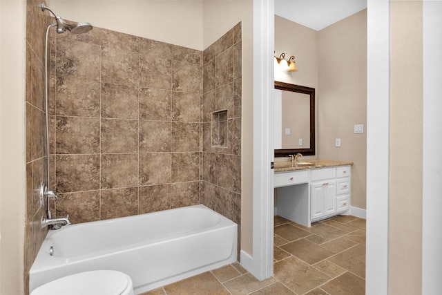 1650 Winding Canyon Ct, Katy, TX 77493 - bathroom featuring baseboards, vanity, toilet, and shower / washtub combination