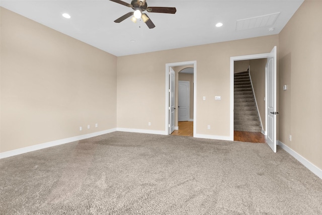 1650 Winding Canyon Ct, Katy, TX 77493 - unfurnished bedroom with carpet, baseboards, visible vents, and recessed lighting