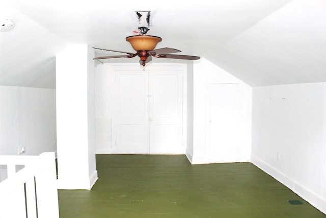 508 Texas St, Brenham, TX 77833 - bonus room with baseboards, ceiling fan, and vaulted ceiling