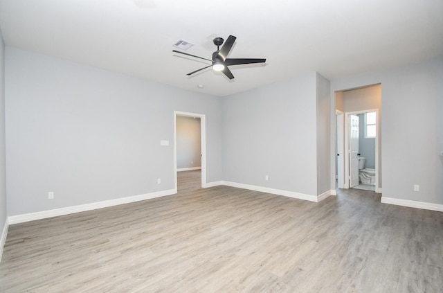 10322 Rancho Bernardo Ln, Sugar Land, TX 77498 - unfurnished room with visible vents, wood finished floors, baseboards, and ceiling fan